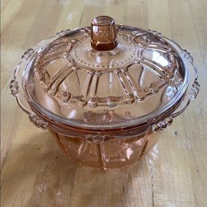 Vintage Pink Depression Glass Jar